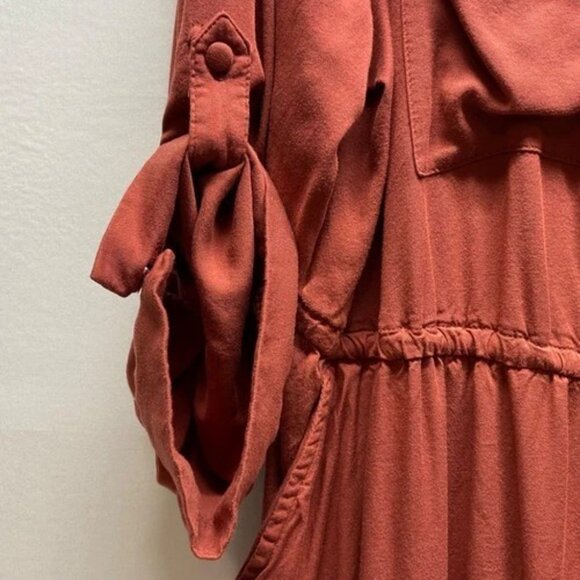 Torrid Mini Studio Cupro Zip Front Shirt Dress Women's 2 Brown Spice Flowy READ - Picture 4 of 15